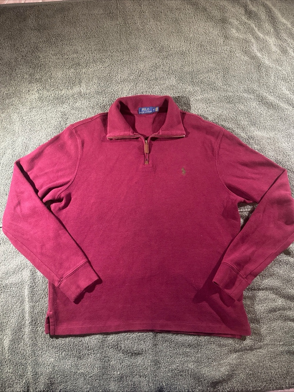 Polo by Ralph Lauren Men's Raspberry Quarter-Zip Pullover 100% Cotton